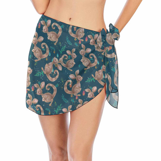 Australian Animals Teal Kangaroo  Women's Beach Sarong Wrap