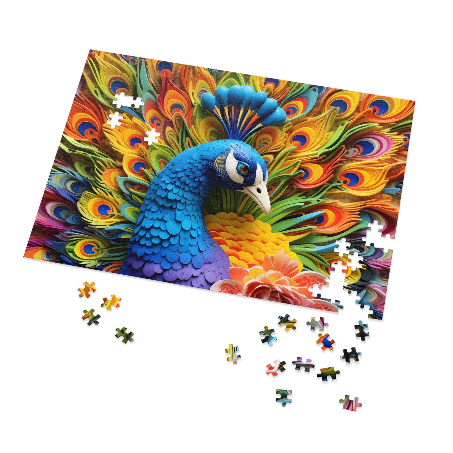 Jigsaw Puzzle, Peacock, Personalised/Non-Personalised (30, 110, 252, 500,1000-Piece)