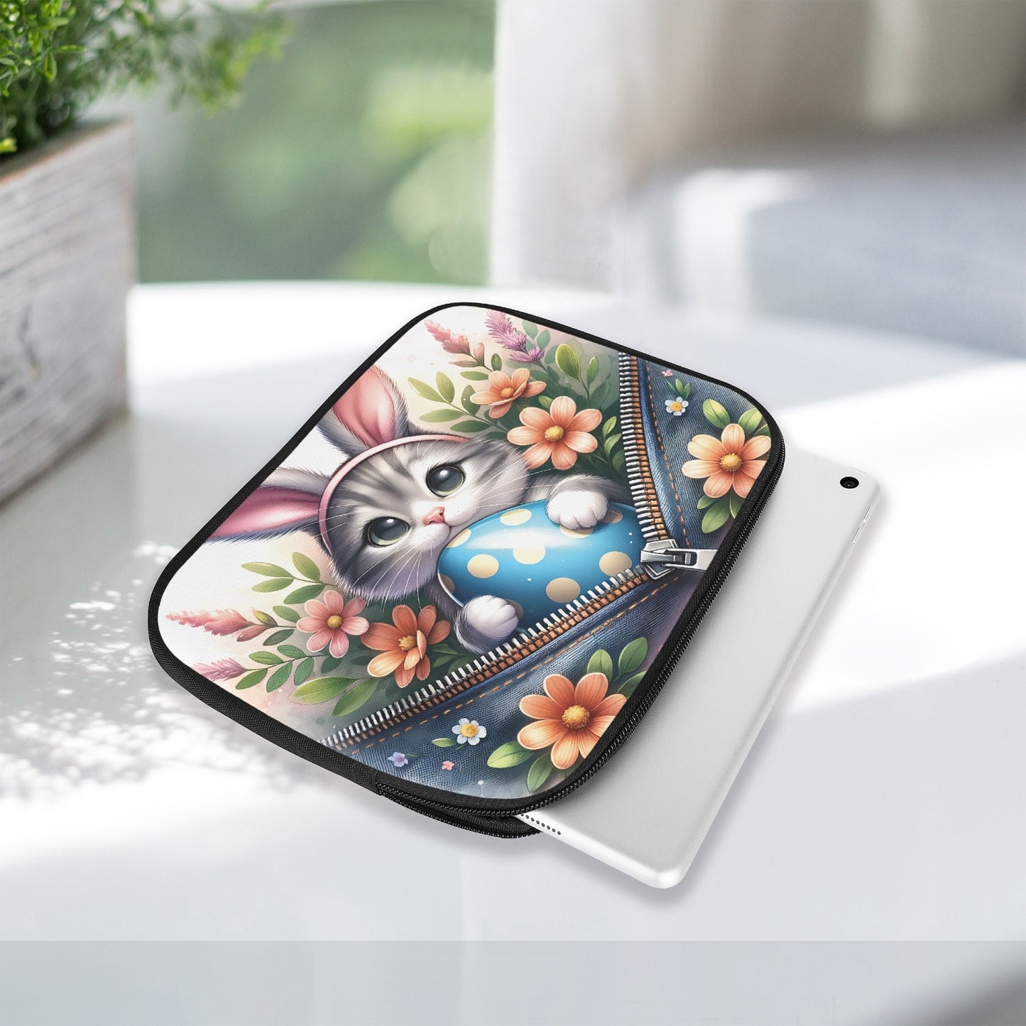 Tablet Sleeve - Easter - Cat with Bunny Ears