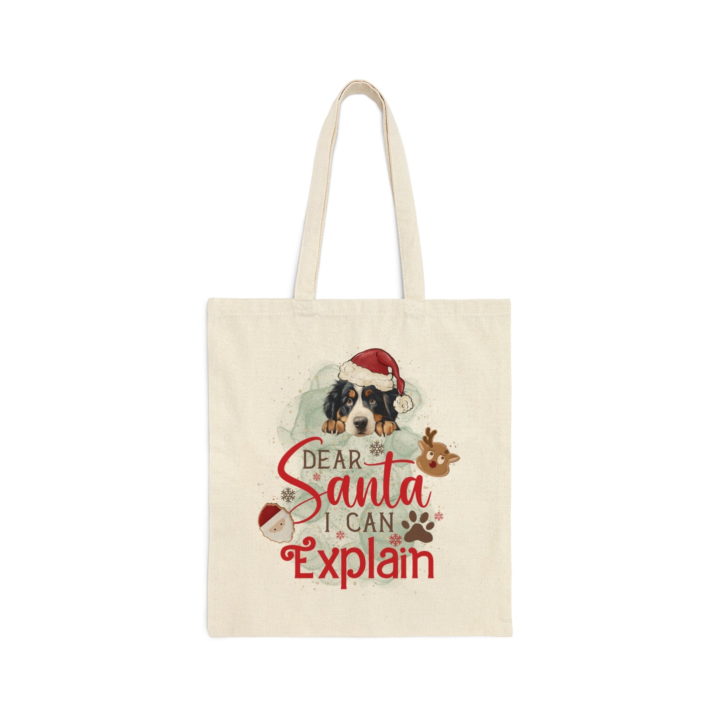 Cotton Canvas Tote Bag, Dog Paws Bag, Dear Santa Bag, Dear Santa Tote, Christmas Bag, Dog Christmas Tote Bag