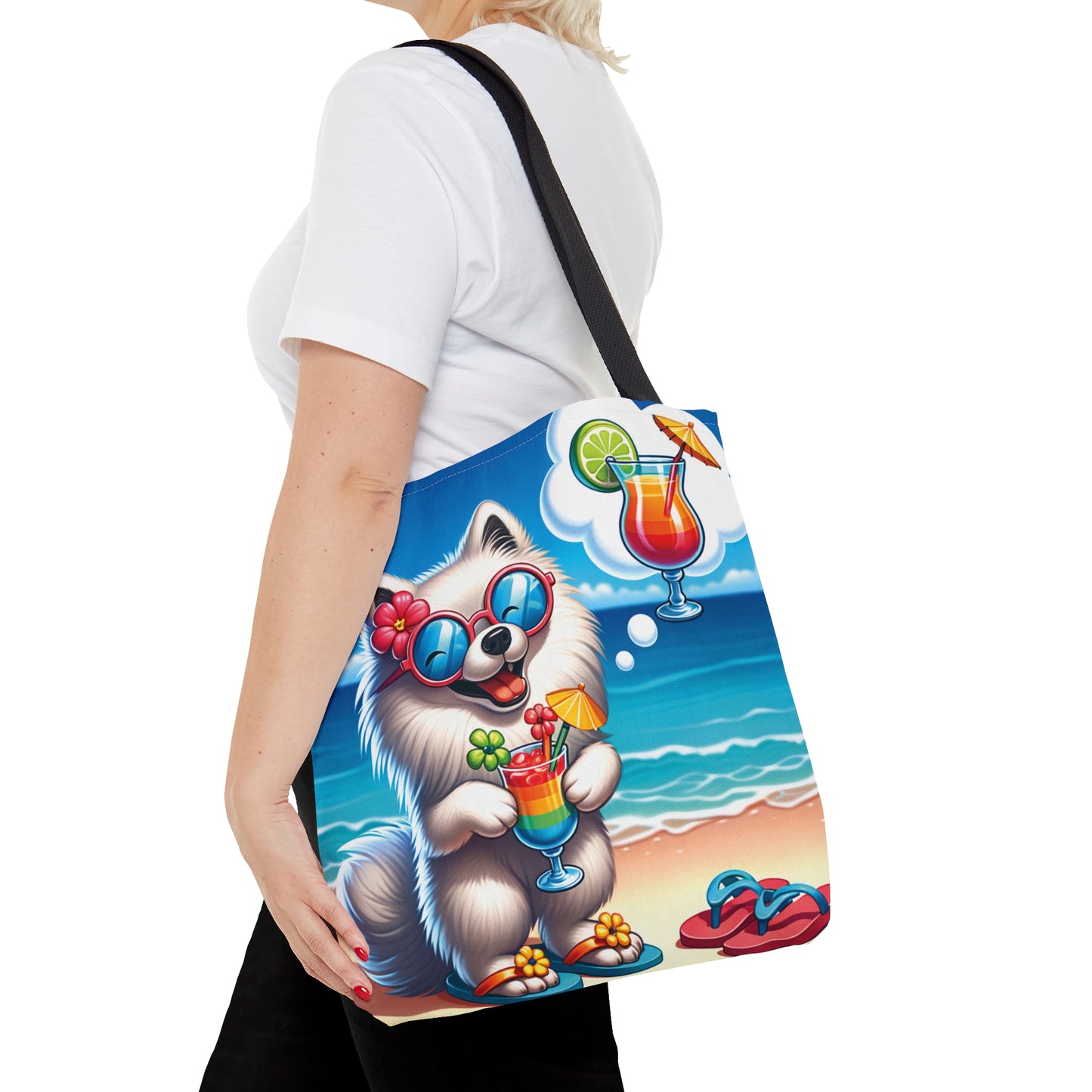 Tote Bag, Dog on Beach, American Eskimo, Tote bag, awd-1115