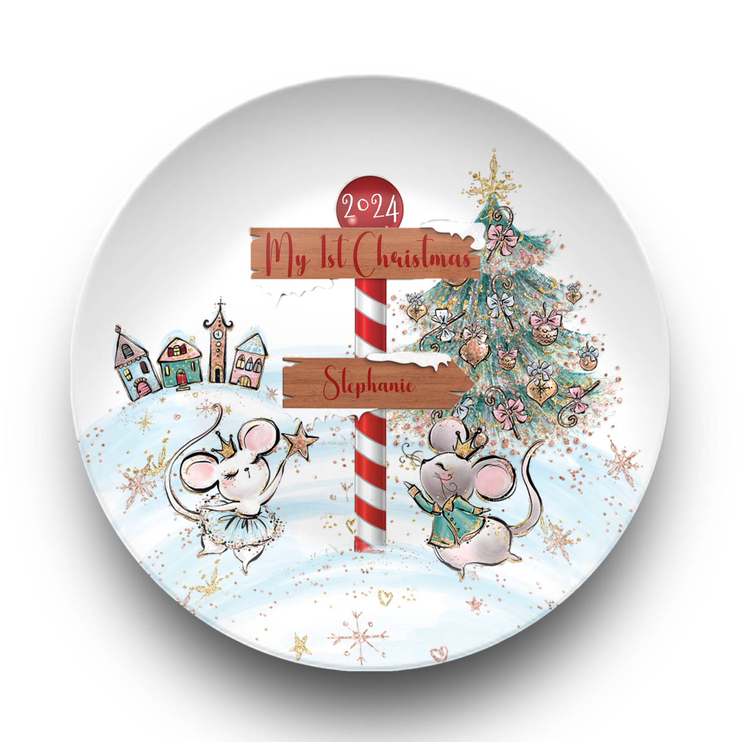 Personalised North Pole Christmas Plate, Family Christmas Plate