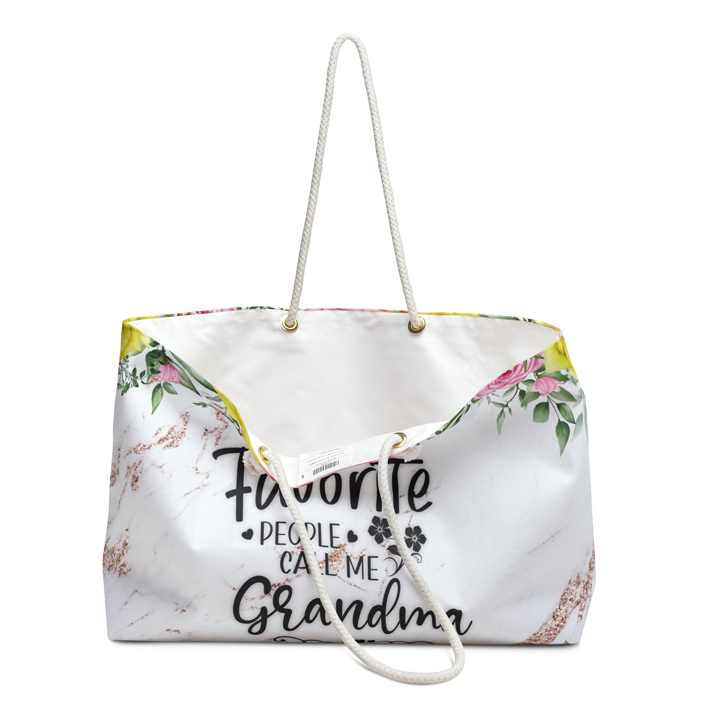 Personalised/Non-Personalised Weekender Bag, My Favorite People call me Grandma, Large Weekender Bag, Beach Bag, Book Bag