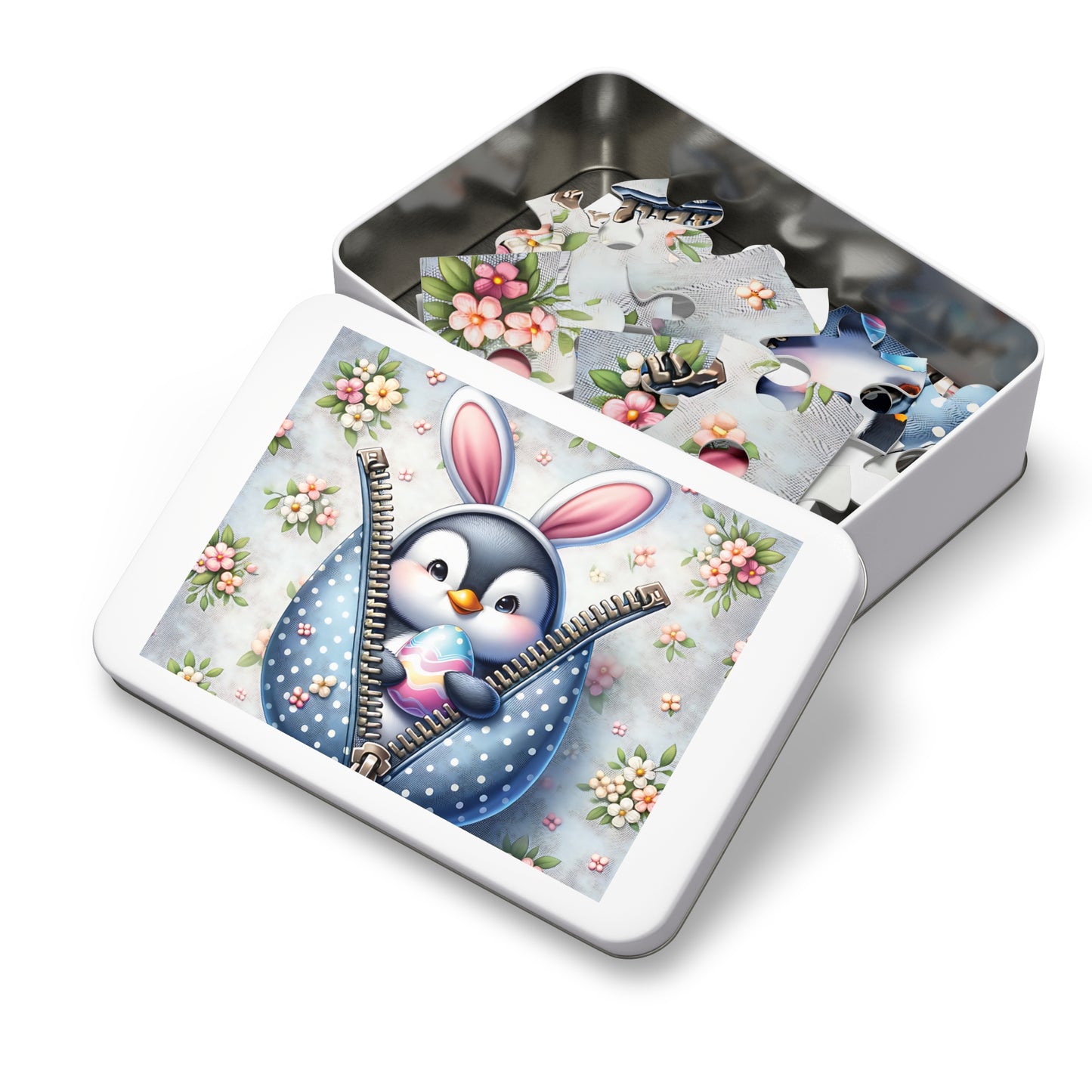 Jigsaw Puzzle, Easter, Penguin with Bunny Ears, Personalised/Non-Personalised (30, 110, 252, 500,1000-Piece) Awd-1306