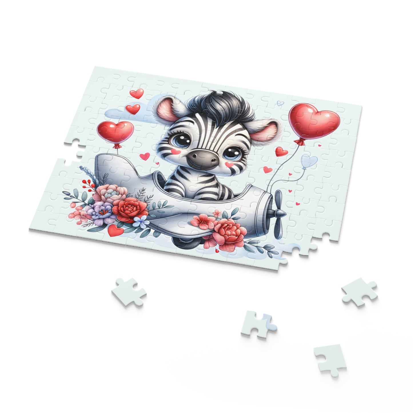 Personalised/Non-Personalised Puzzle, Zebra in Plane (120, 252, 500-Piece)