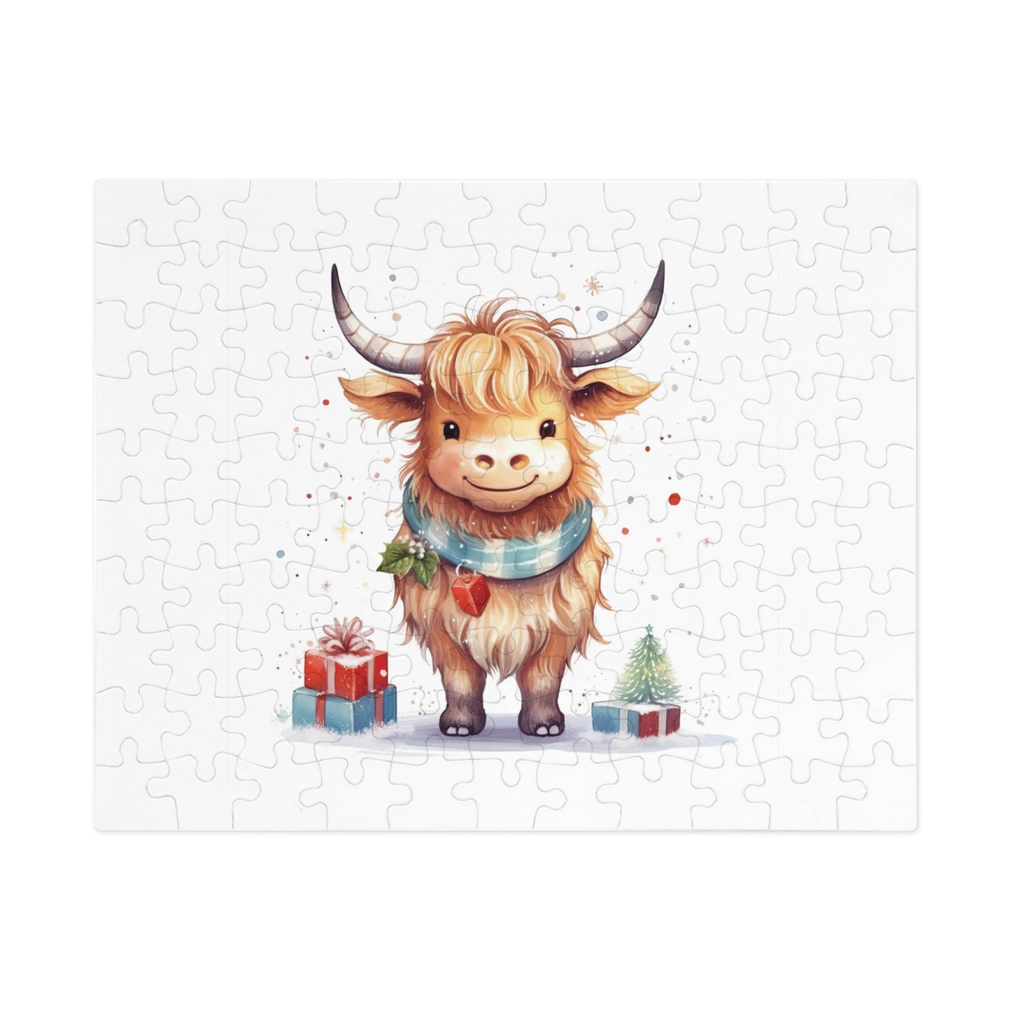 Puzzle, Christmas Highland Cow, Personalised/Non-Personalised (30, 110, 252, 500,1000-Piece)