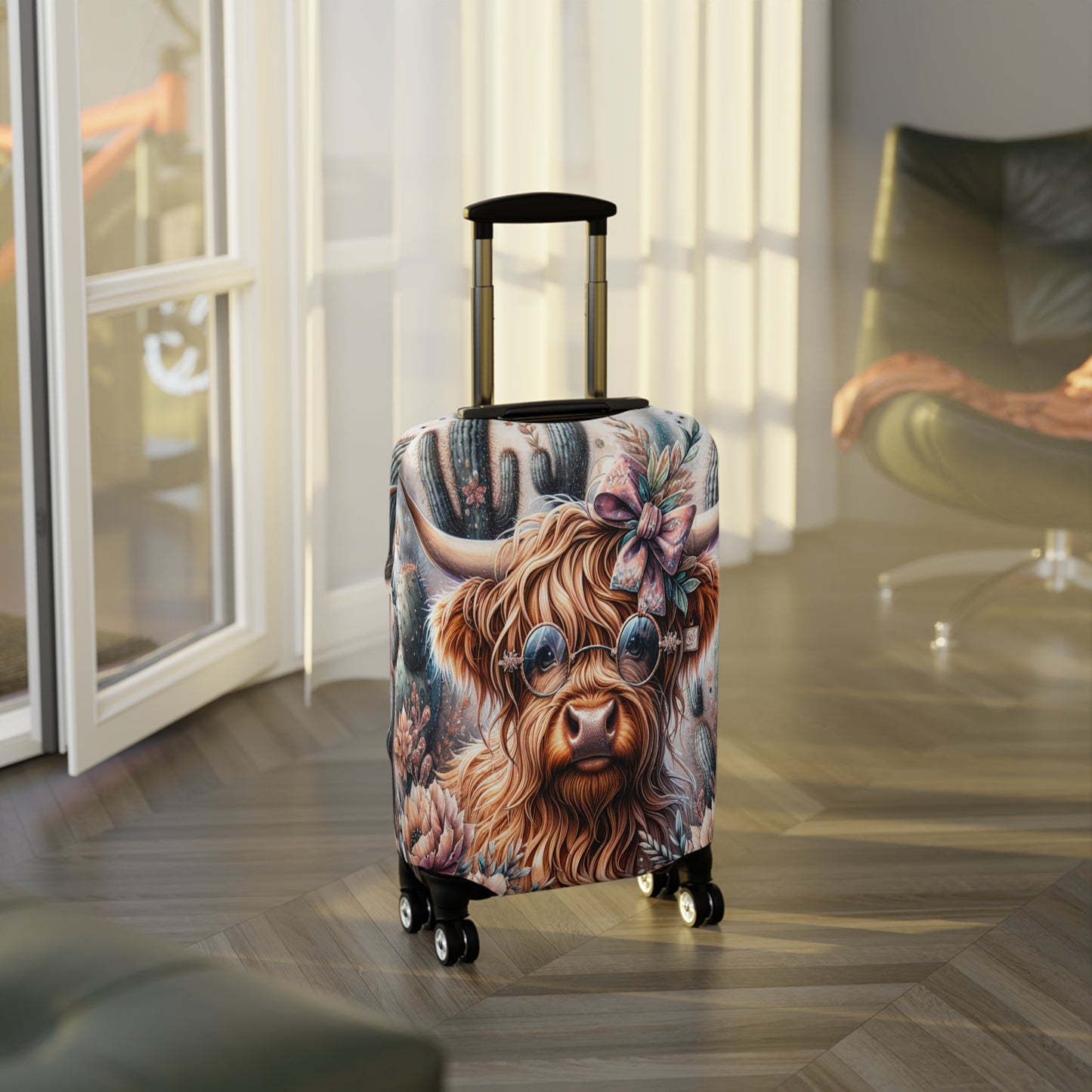 Luggage Cover, Highland Cow, Cactus, awd-1420