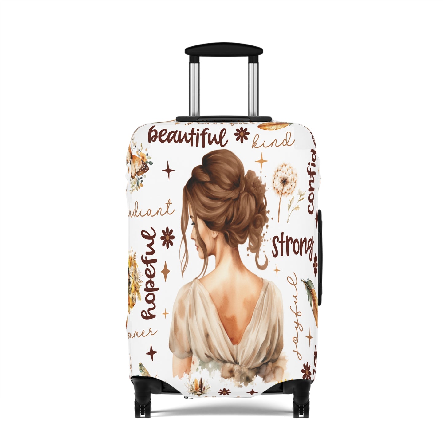 Luggage Cover, Affirmations, Brunette Hair, awd-504