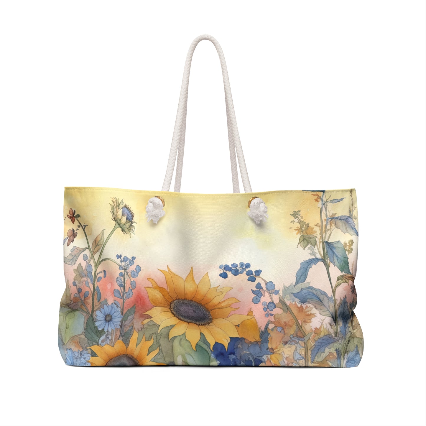 Personalised/Non-Personalised Weekender Bag, Floral, Sunflower, Weekender Bag, Beach Bag, Book Bag