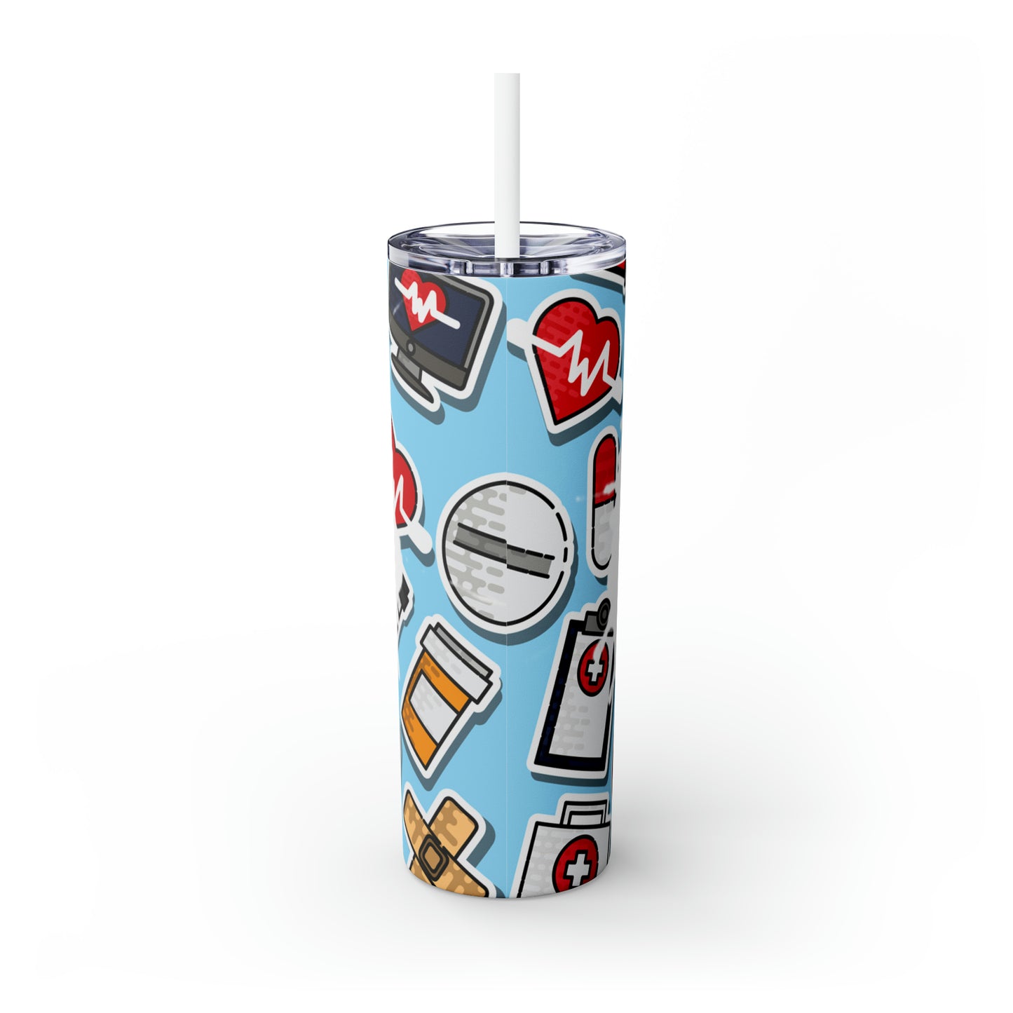 Skinny Tumbler with Straw, 20oz, Nurse