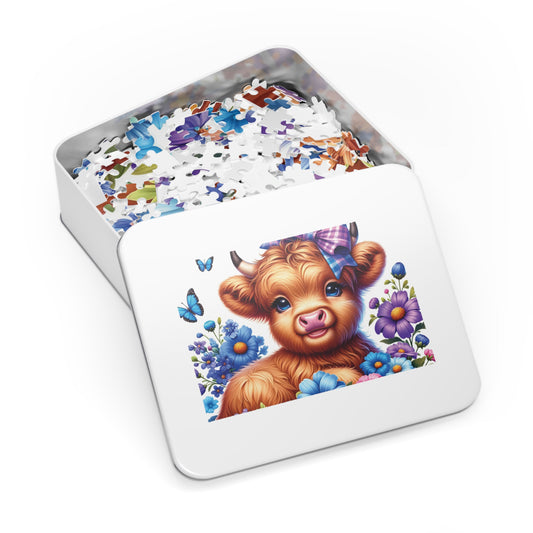 Jigsaw Puzzle, Highland Cow, Personalised/Non-Personalised (30, 110, 252, 500,1000-Piece)