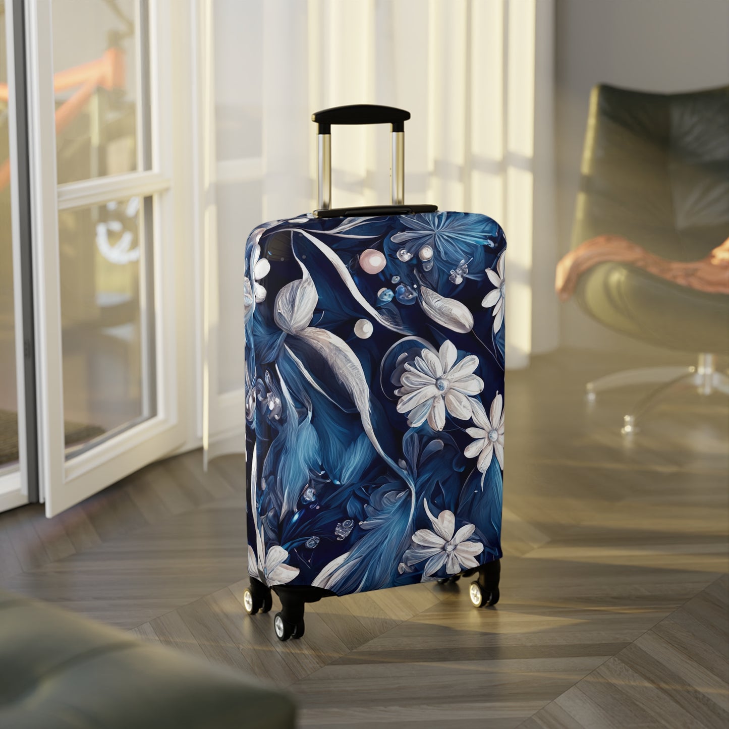 Luggage Cover, Blue Floral