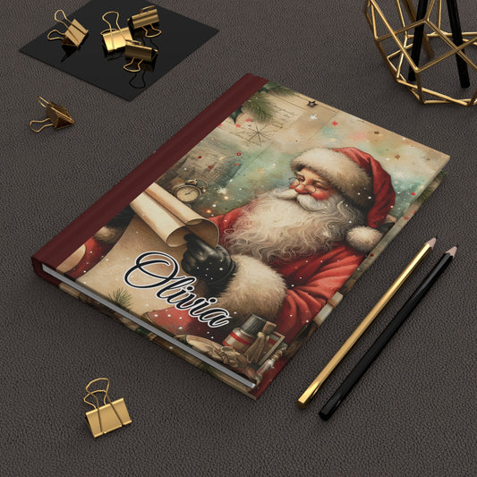 Personalised Hardcover Journal Matte, Christmas, Santa, awd-1479