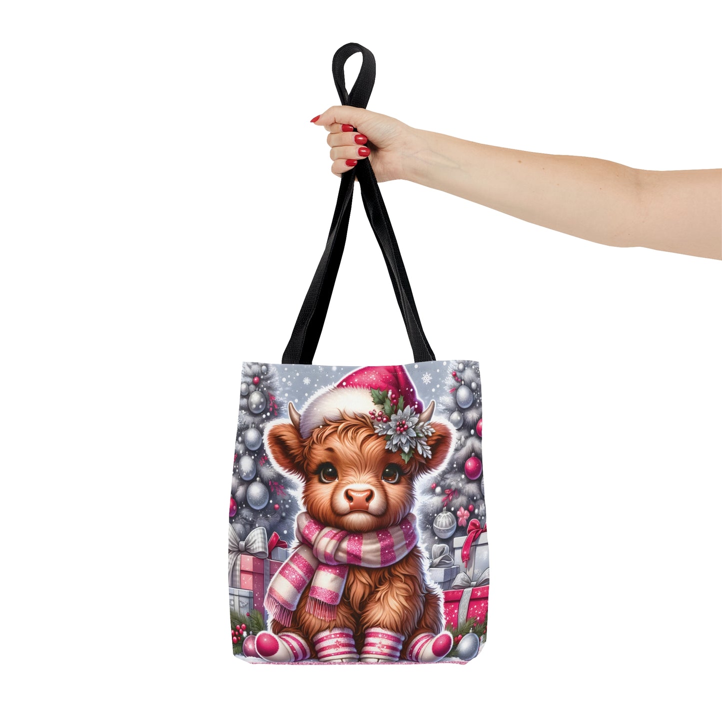 Personalised/Non-Personalised Tote Bag, Christmas, Highland Cow, Tote bag