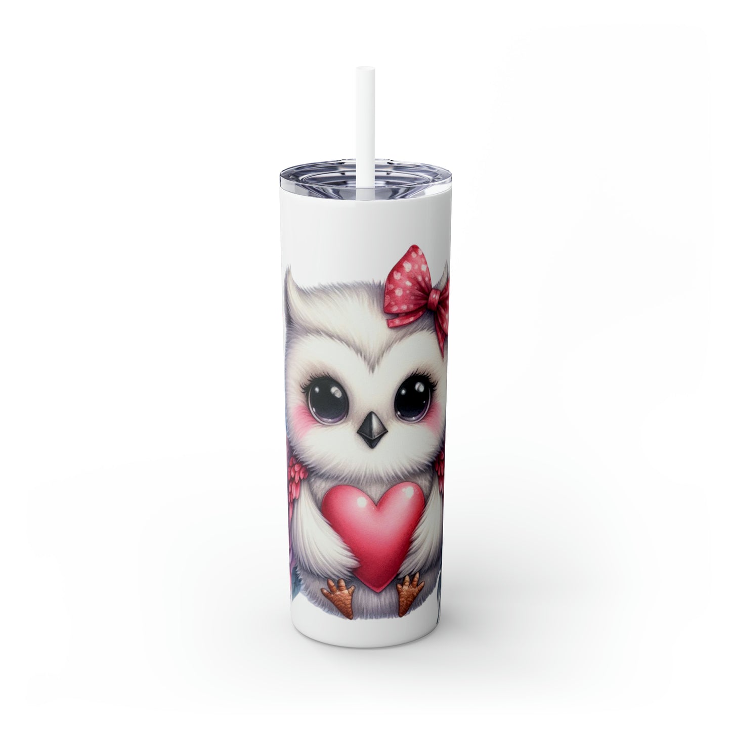 Skinny Tumbler with Straw, 20oz, Owl