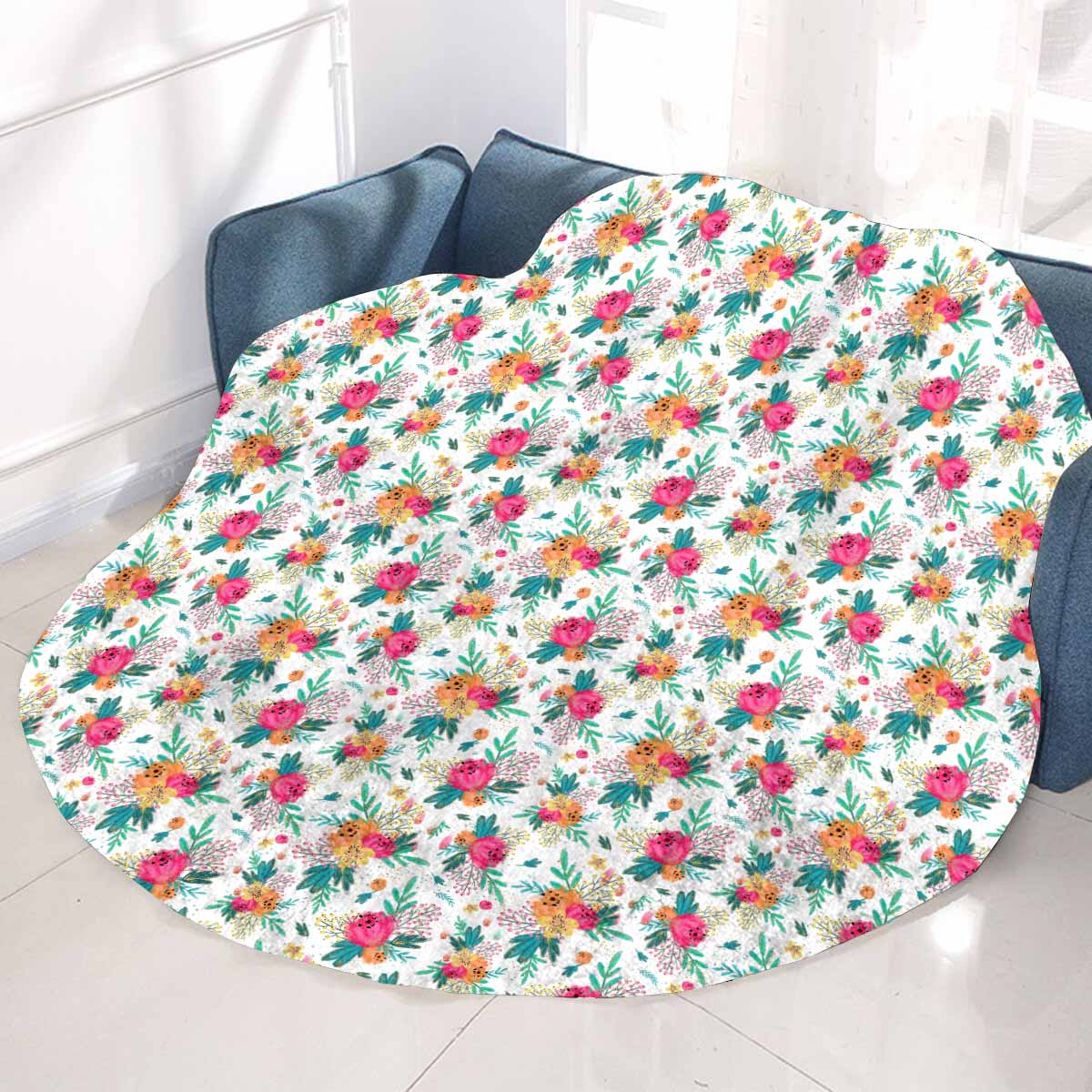 Australian Floral  Circular Micro Fleece Blanket 60"