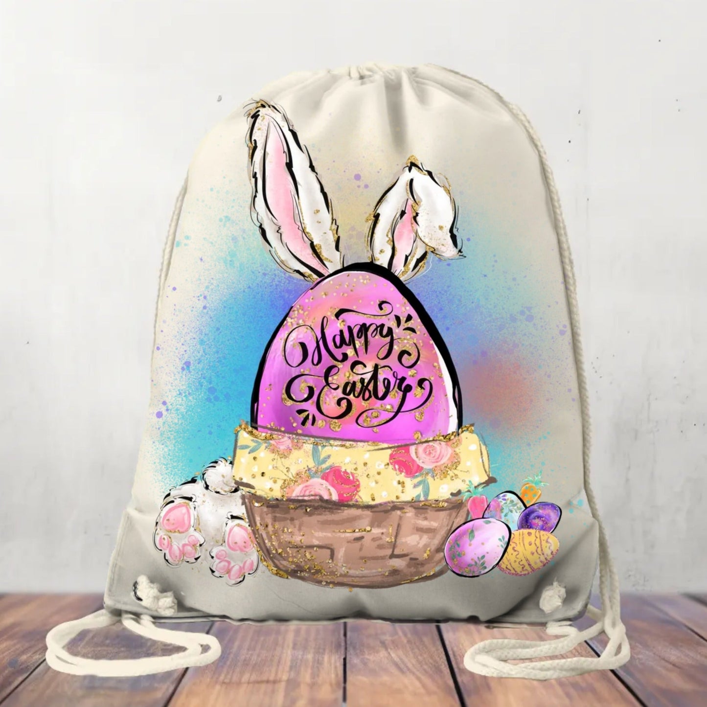 Canvas Drawstring Bag Easter Basket