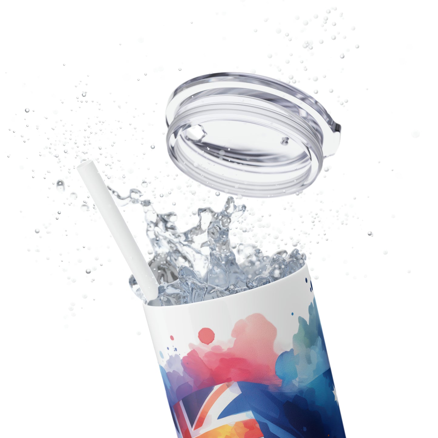 Skinny Tumbler with Straw, 20oz, Australian Flag, awd-1336