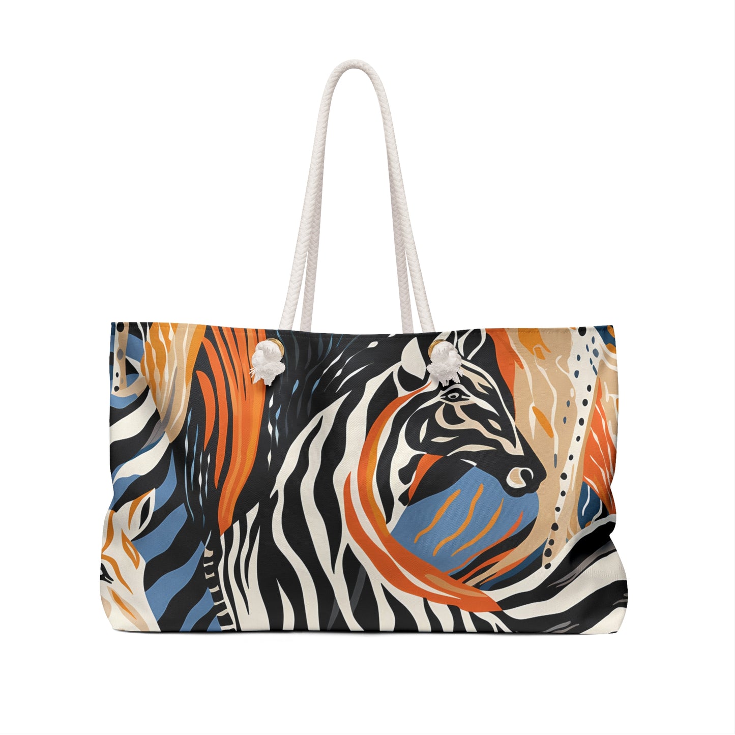 Personalised/Non-Personalised Weekender Bag, Wild Animals, Abstract Zebras, Large Weekender Bag, Beach Bag, Book Bag