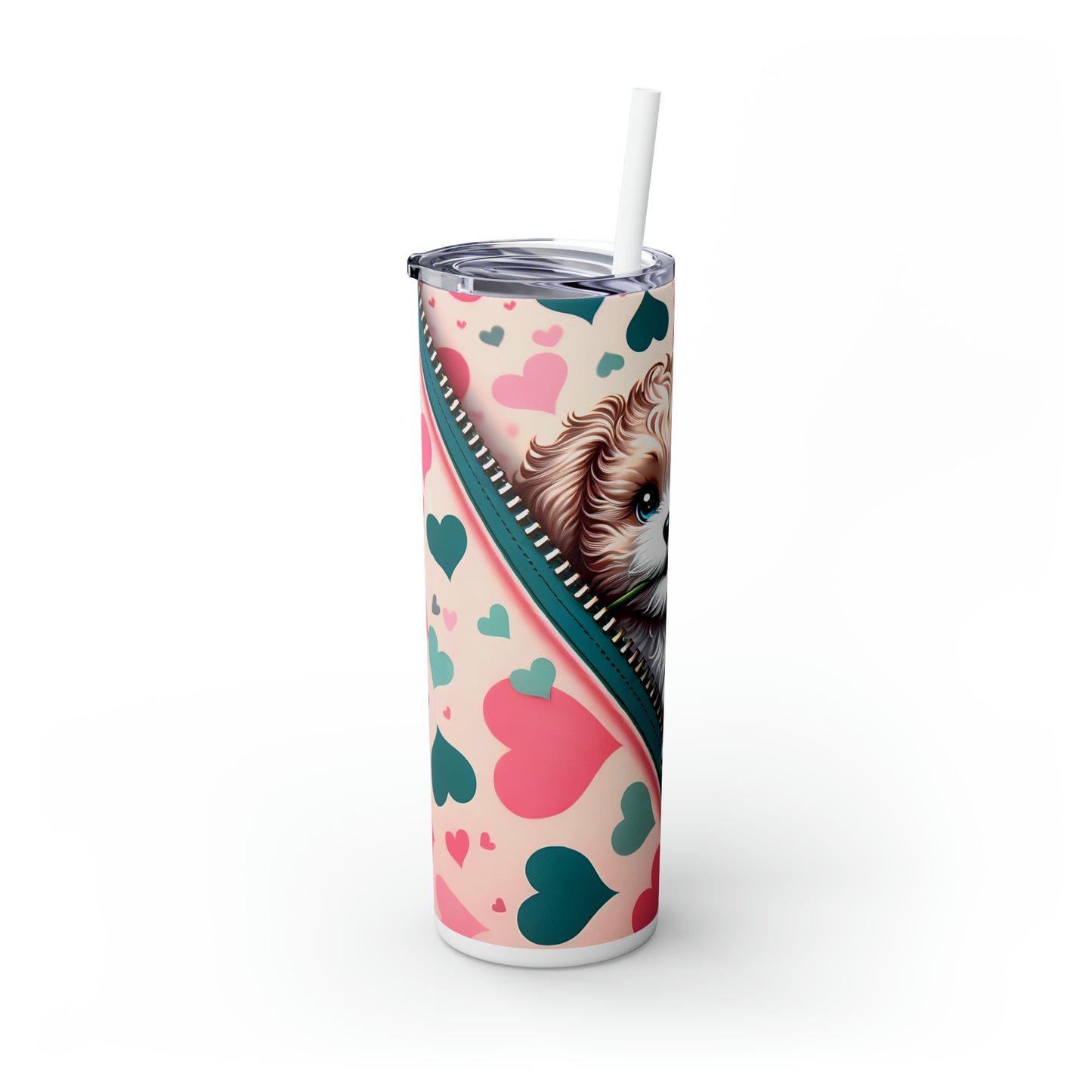 Skinny Tumbler with Straw, 20oz, Dog, Valentines Day, awd-868