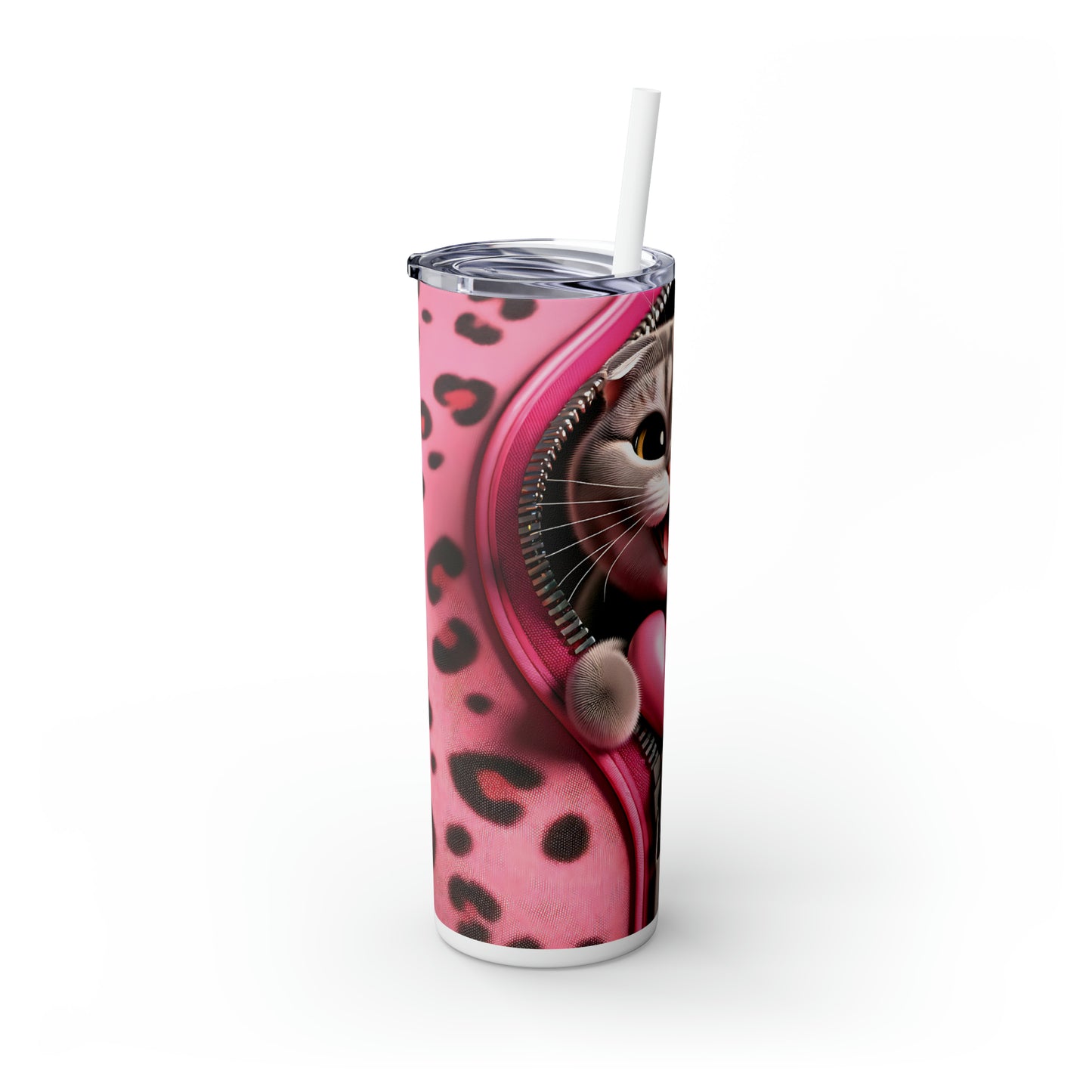 Skinny Tumbler with Straw, 20oz, Cat, Valentines Day, awd-747