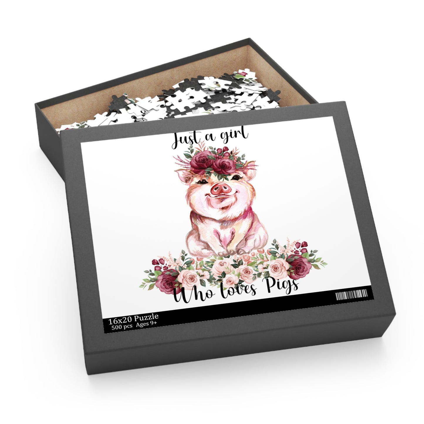 Personalised/Non-Personalised Puzzle, Just a Girl Who Loves Pigs (120, 252, 500-Piece)