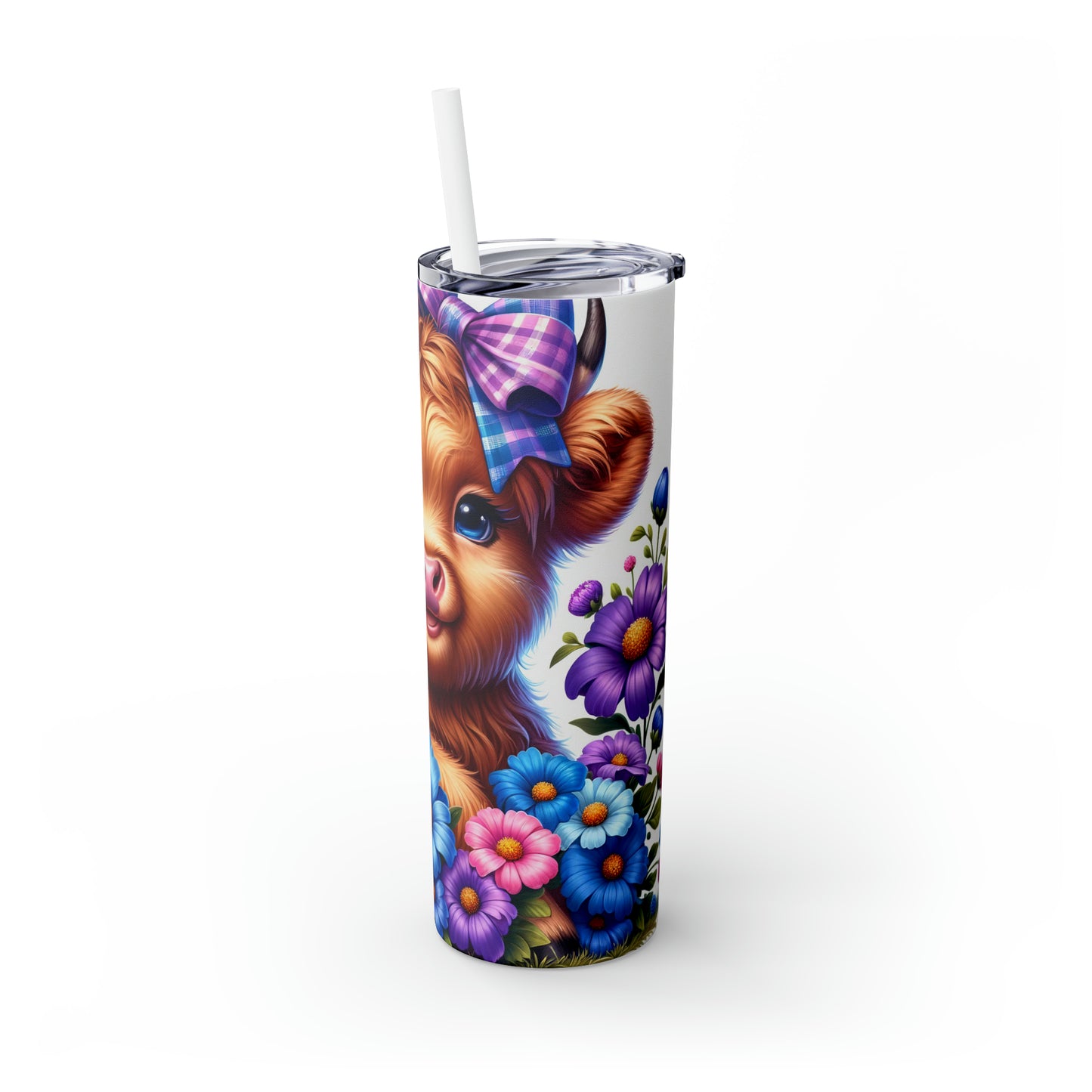 Skinny Tumbler with Straw, 20oz, Baby Highland Cow