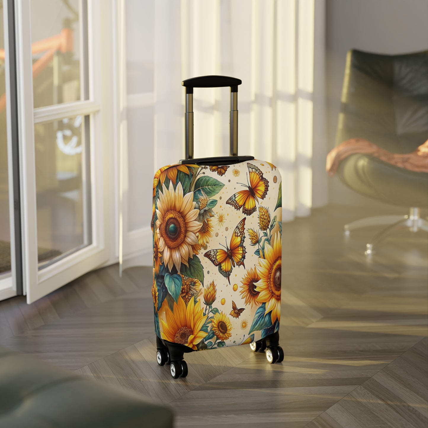 Luggage Cover, Floral, Sunflowers and Butterflies, awd-3076