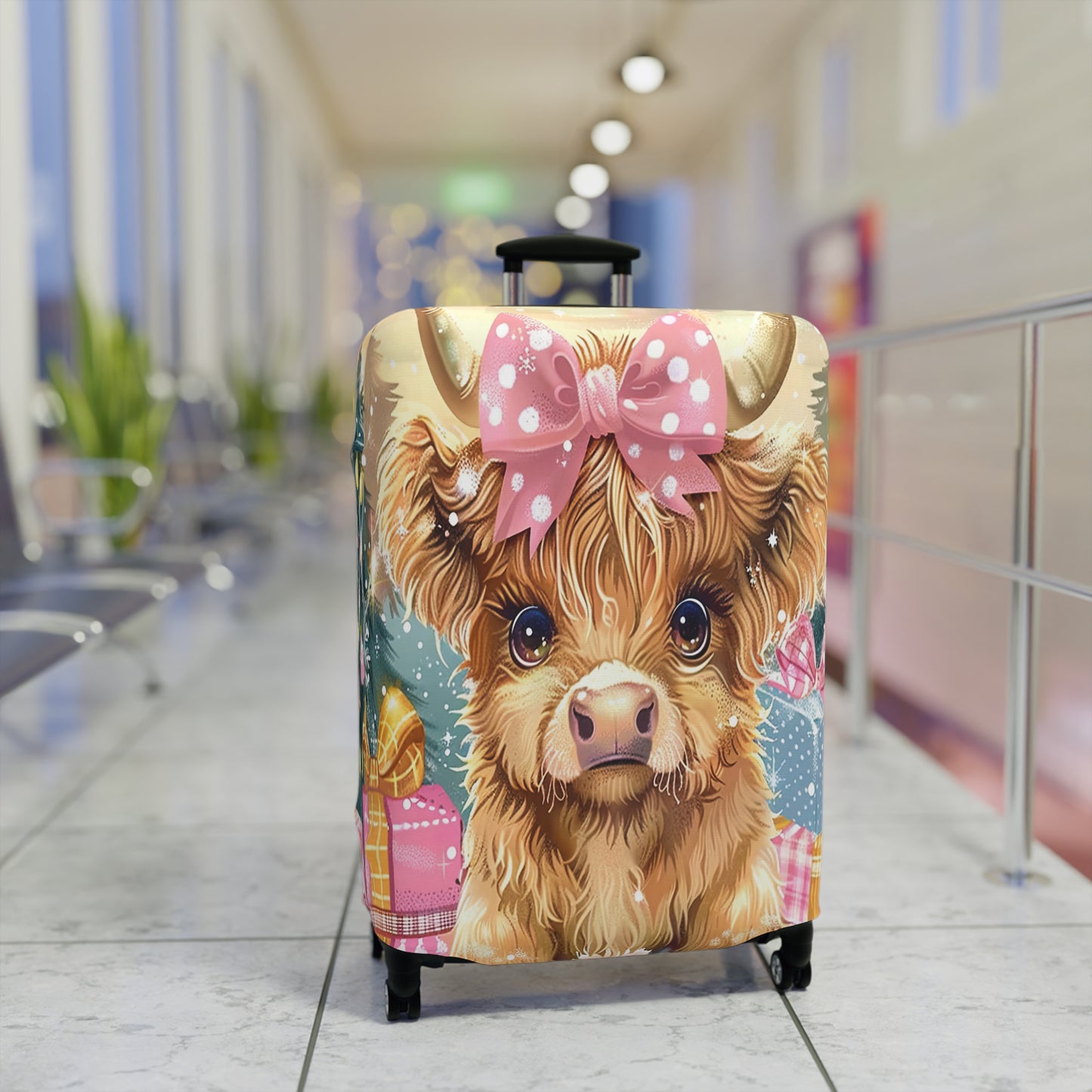 Luggage Cover, Christmas, Highland Cow, awd-3104