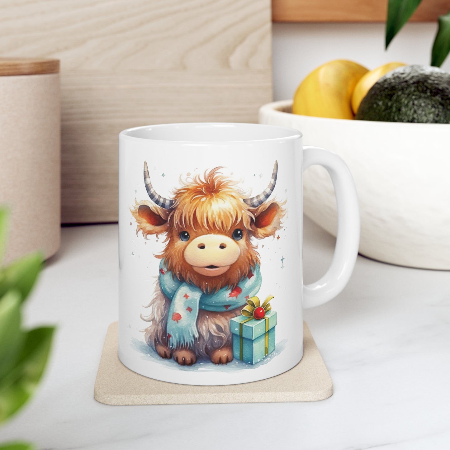 Personalised/Non Personalised Highland Cow, Ceramic Mug 11oz, Highland Cow Mug