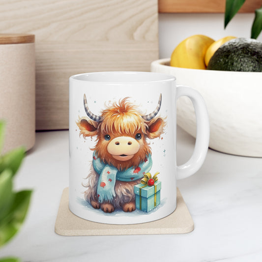 Personalised/Non Personalised Highland Cow, Ceramic Mug 11oz, Highland Cow Mug