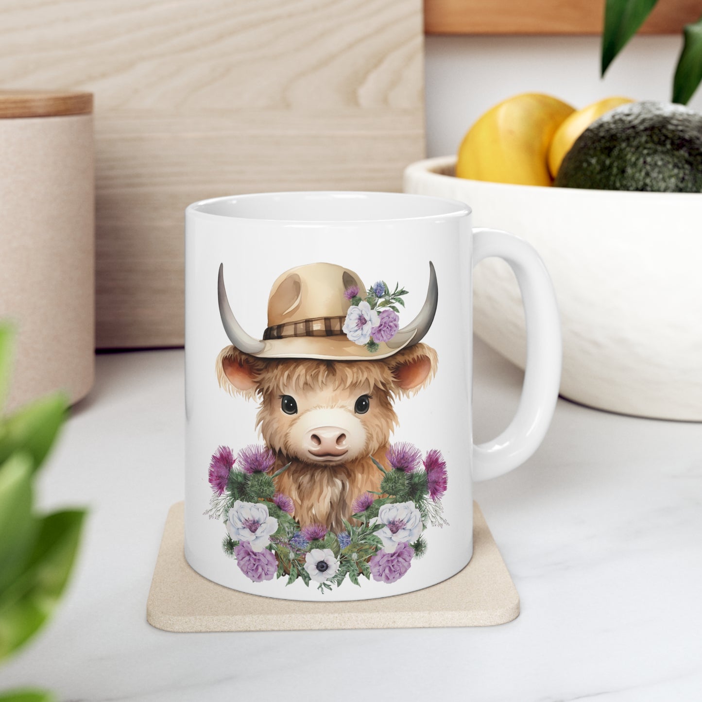 Personalised/Non Personalised Highland Cow, Ceramic Mug 11oz, Highland Cow Mug