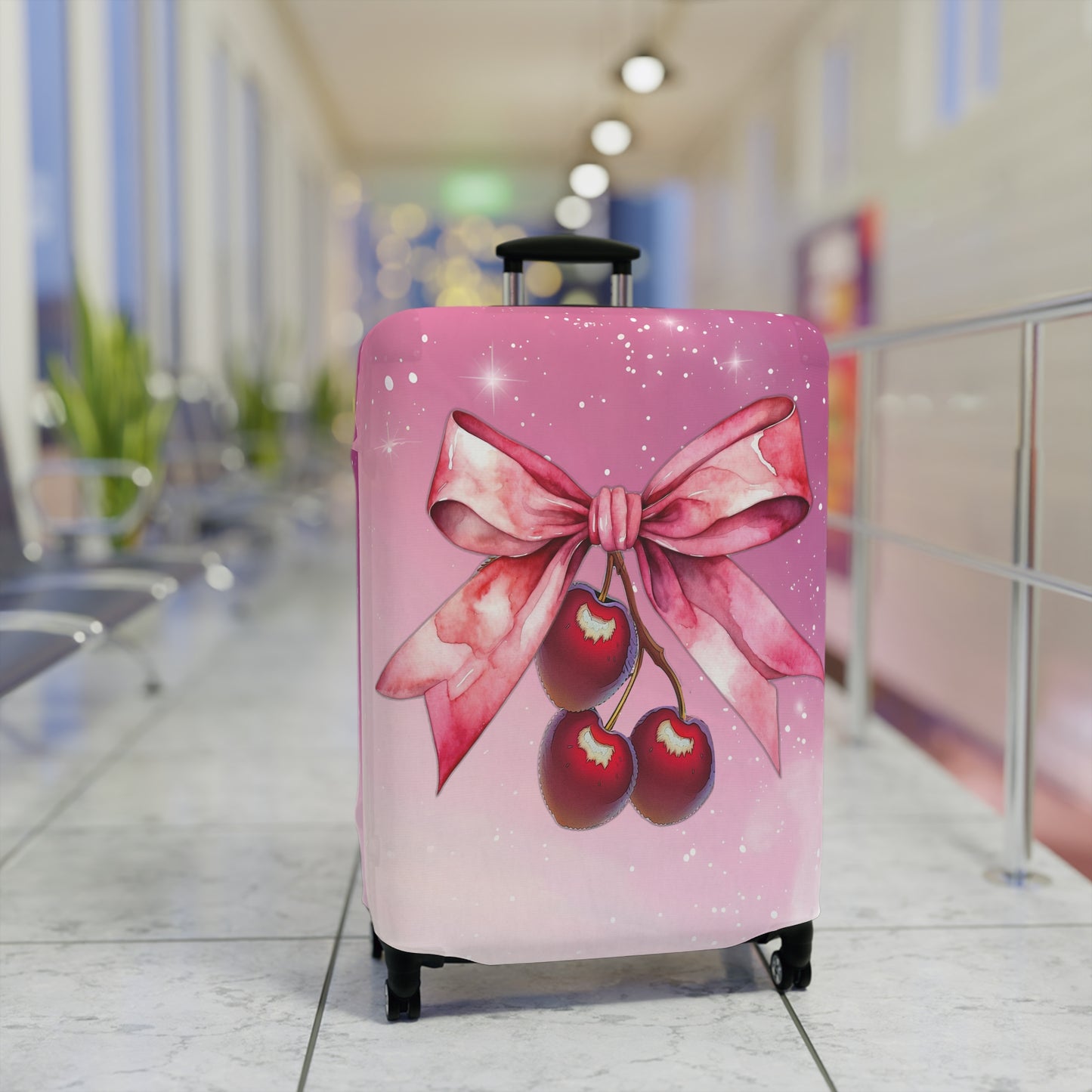 Luggage Cover, Rockabilly, Coquette, Cherries and Ribbon, awd-2514