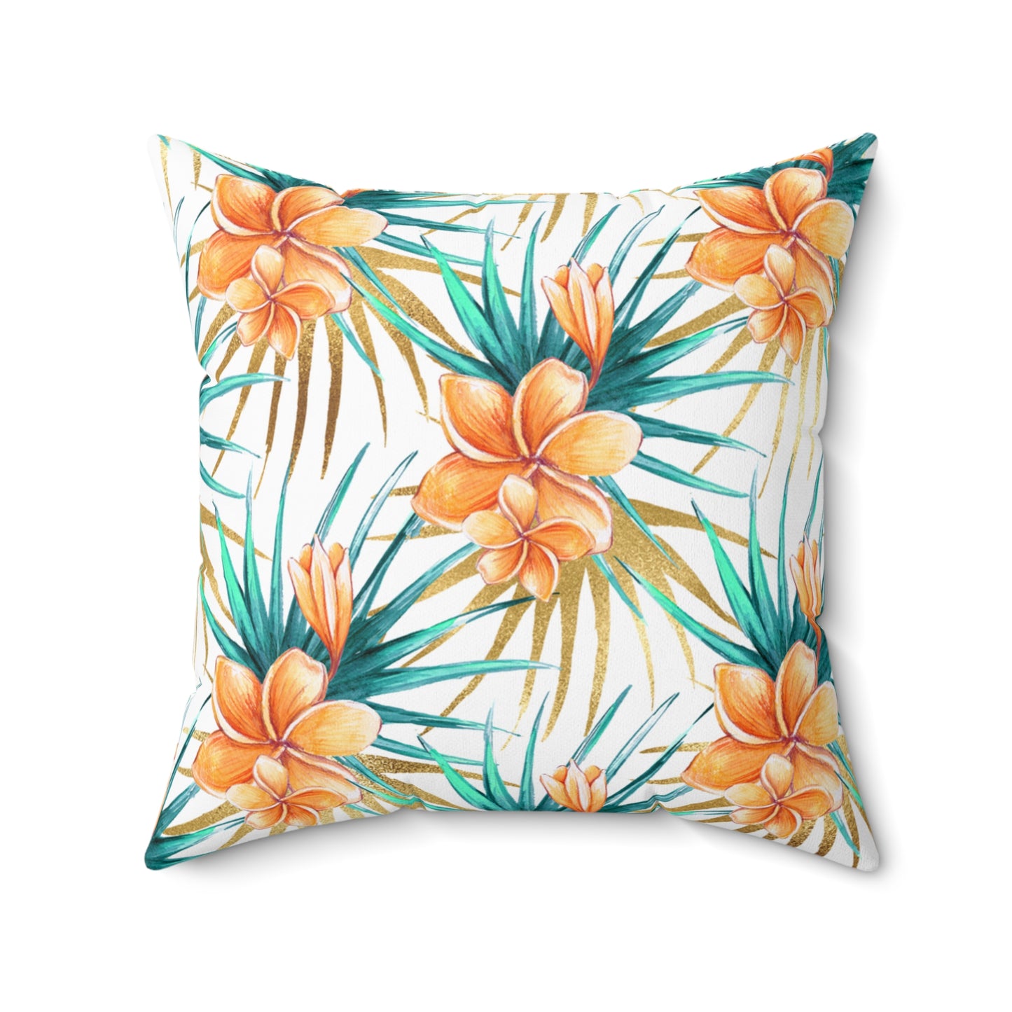 Spun Polyester Square Pillow, Summer Floral Cushion