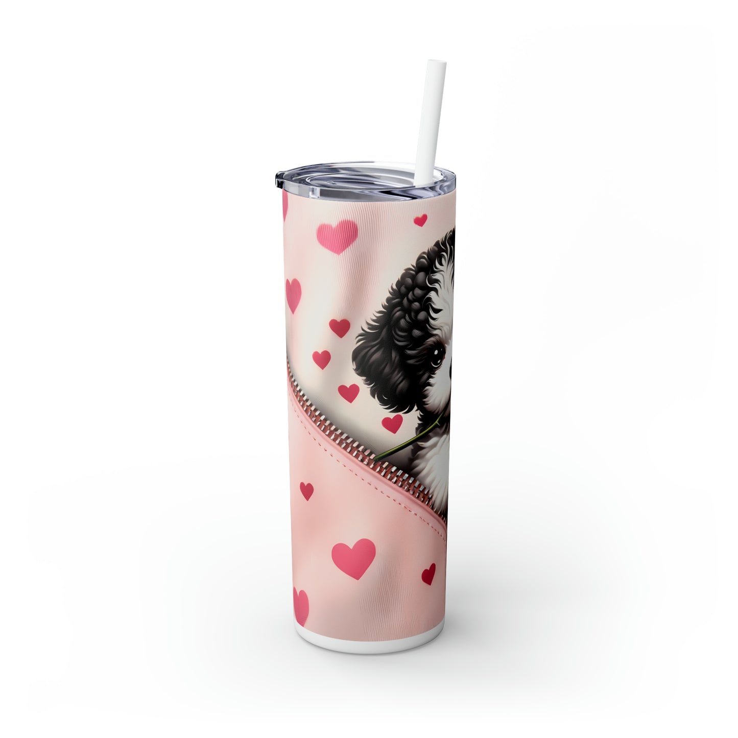 Skinny Tumbler with Straw, 20oz, Dog, Valentines Day, awd-906