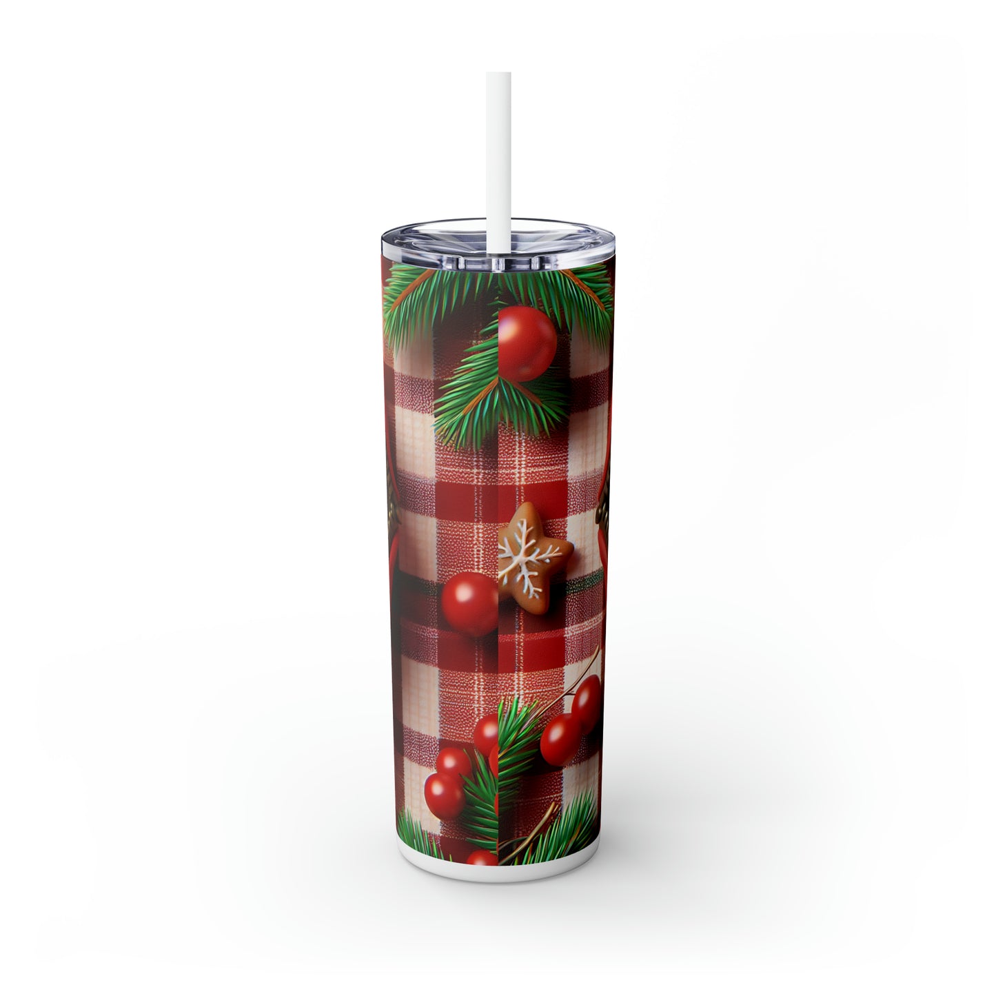 Skinny Tumbler with Straw, 20oz, Gingerbread Man, awd-843