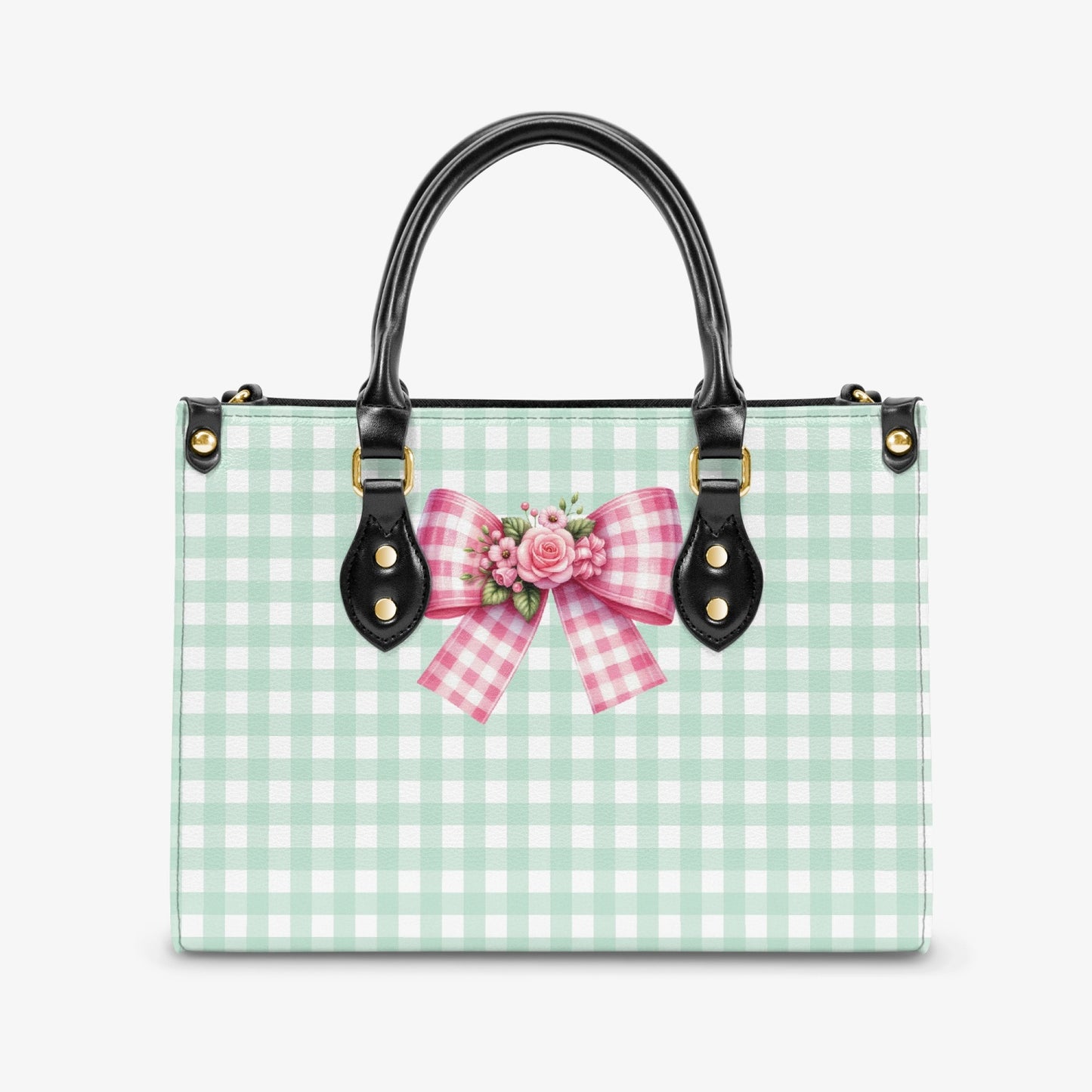 Women's Tote Bag - Rockabilly - Green Ribbon Plaid Sml Squares