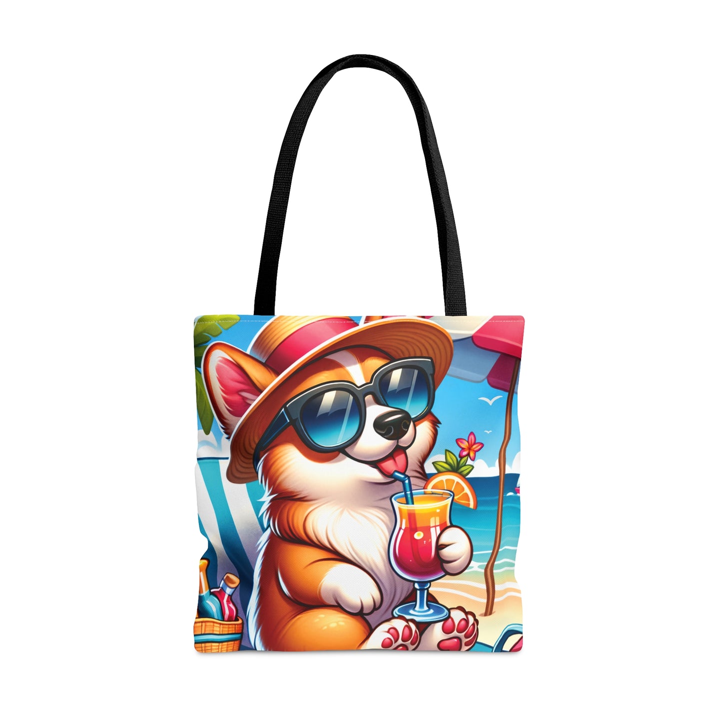 Tote Bag, Dog on Beach, Corgi, Tote bag, awd-1207