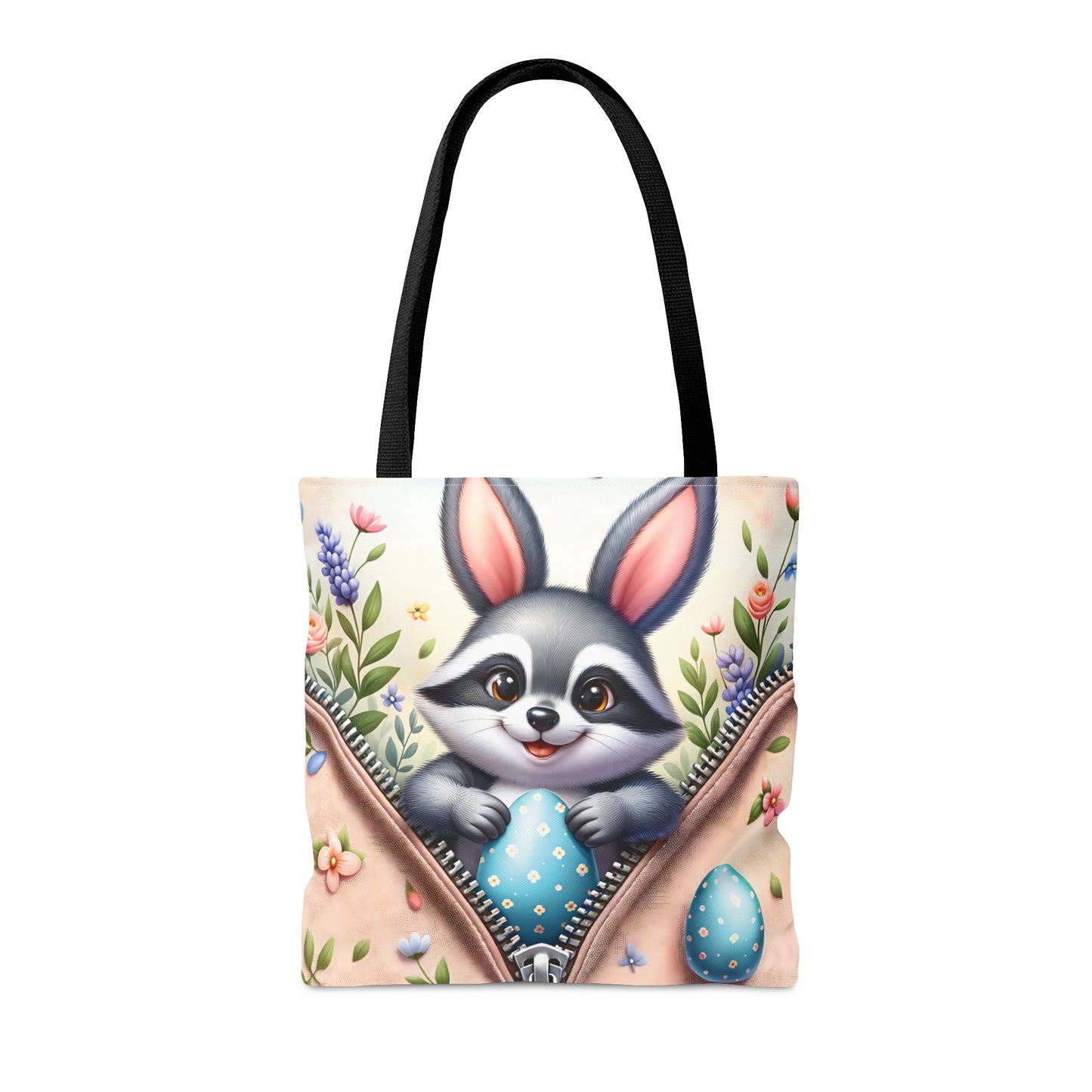 Tote Bag, Easter, Cute Raccoon with Bunny Ears, Personalised/Non-Personalised Tote bag