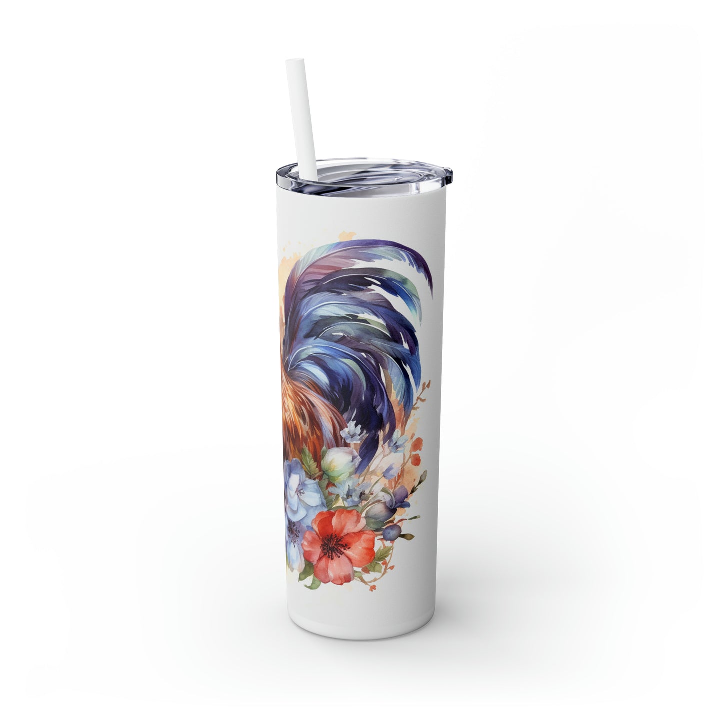 Skinny Tumbler with Straw, 20oz, Rooster