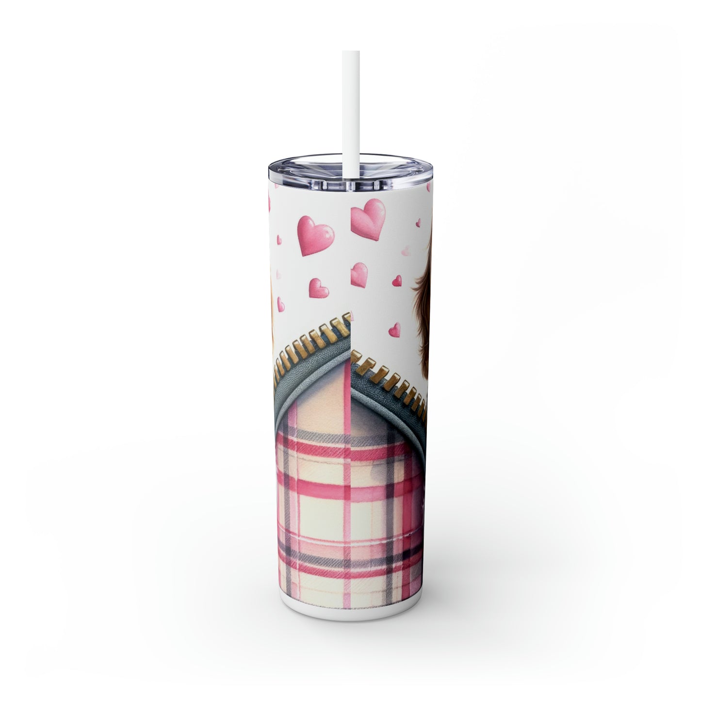 Skinny Tumbler with Straw, 20oz, Dog, Valentines Day, awd-833