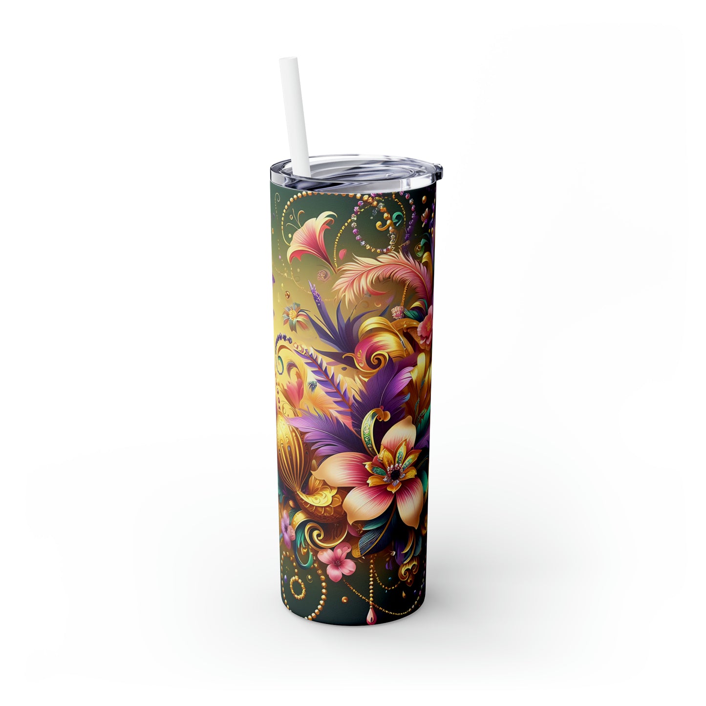 Skinny Tumbler with Straw, 20oz Floral