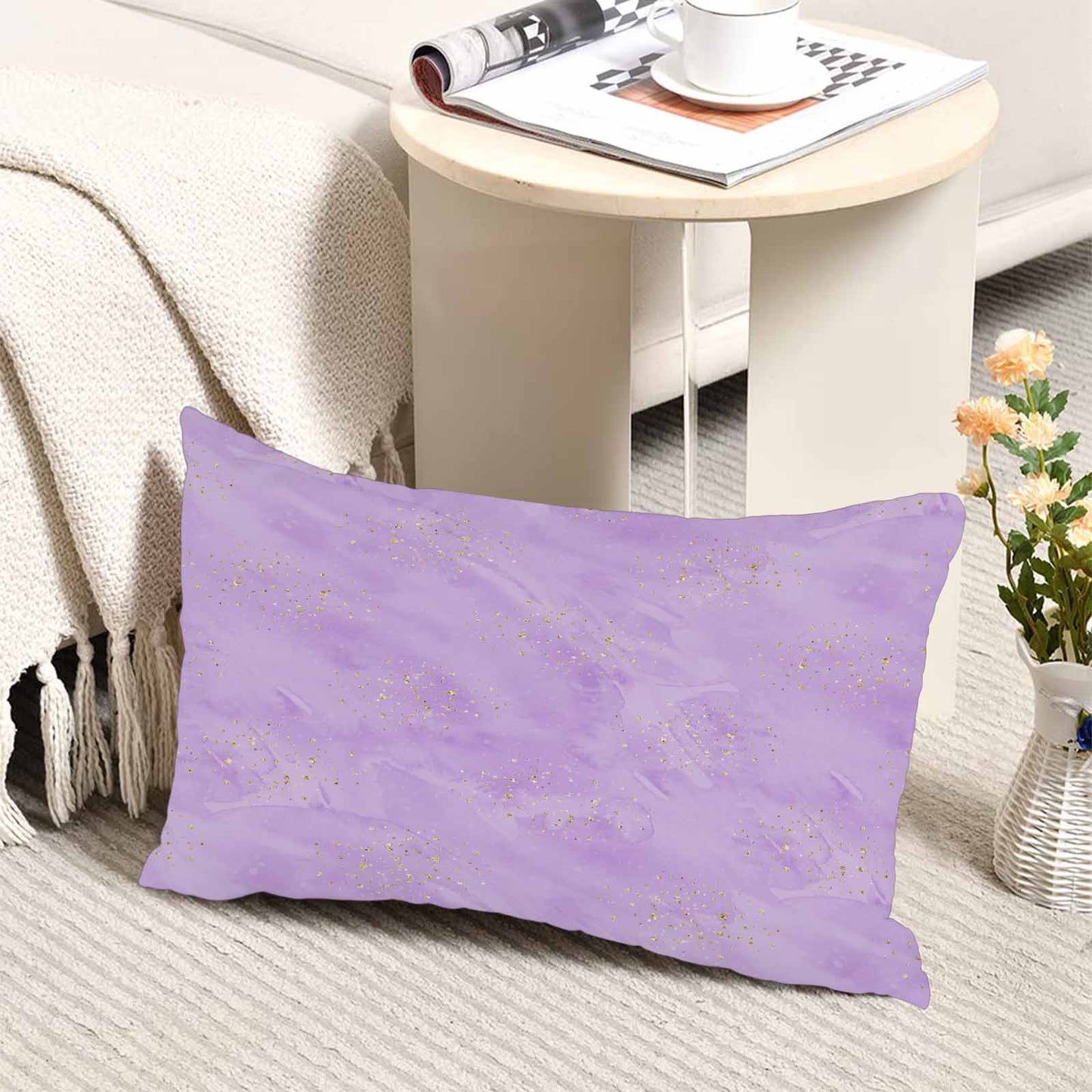 Purple  Peach Skin Pillowcase 20"x12" (One Side Printing)(2 Pack)