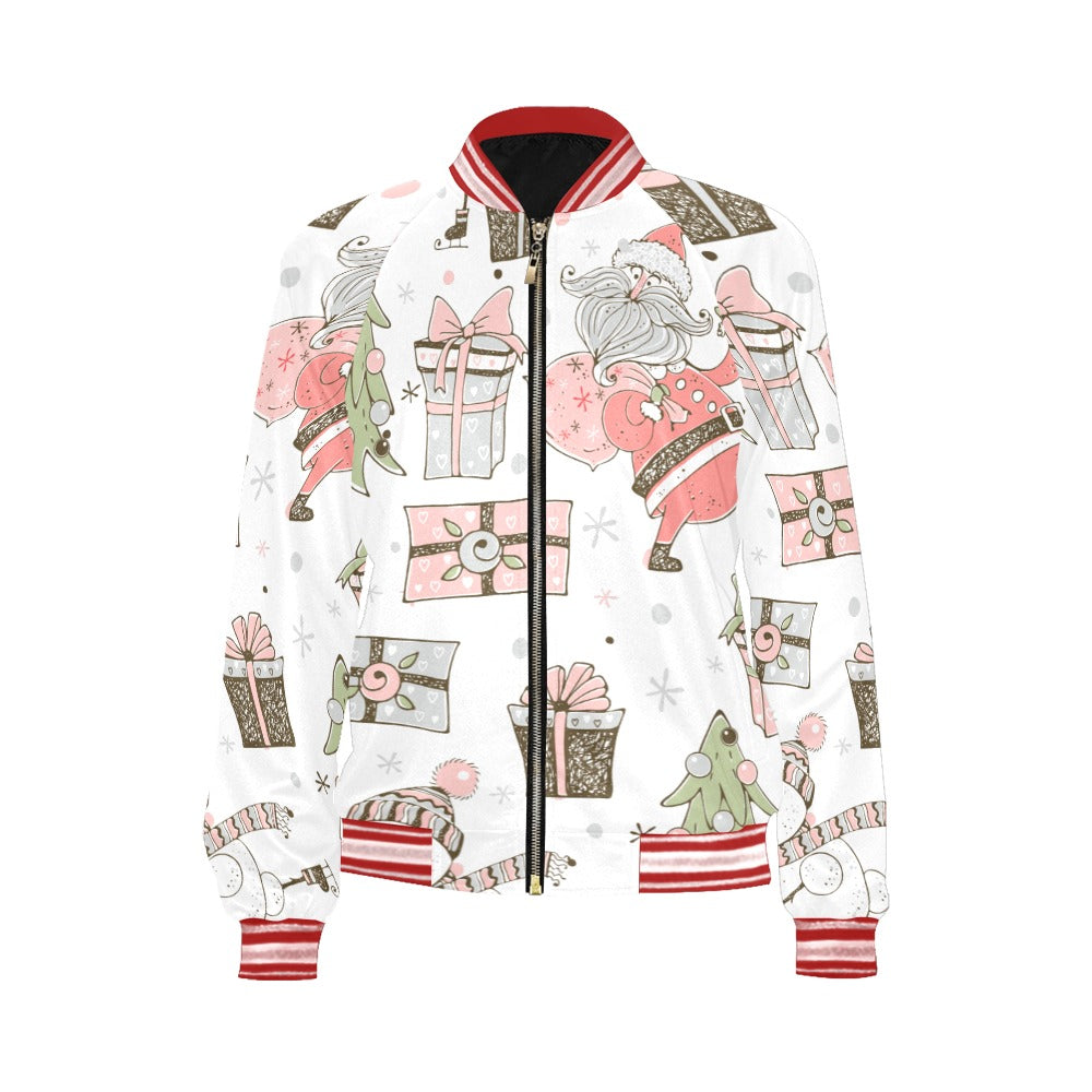 Whimsical Christmas Bomber Jacket for Women