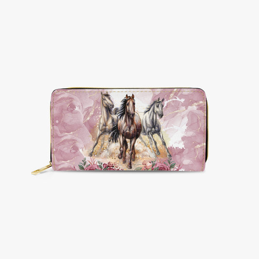 Long Type Zipper Purse, Horses, awd-1359