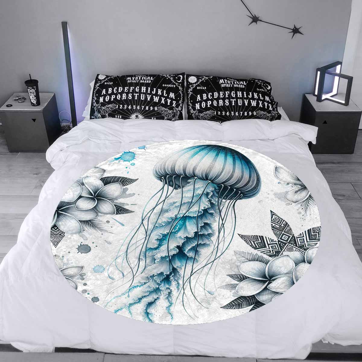 Sea_Animals_Jellyfish_Awd351111  Circular Micro Fleece Blanket 47"