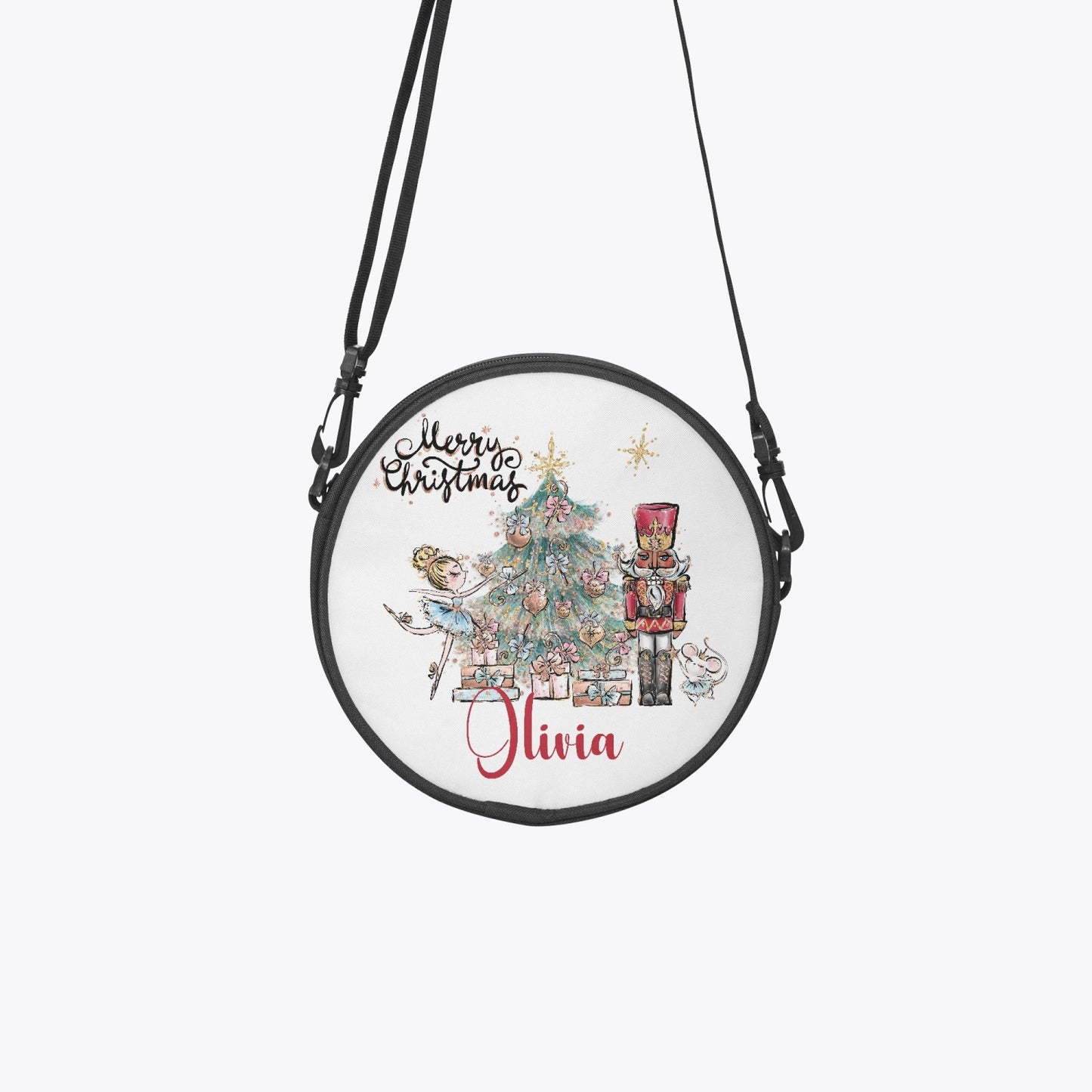 Round Satchel Bag, Christmas, Nutcracker, Personalised