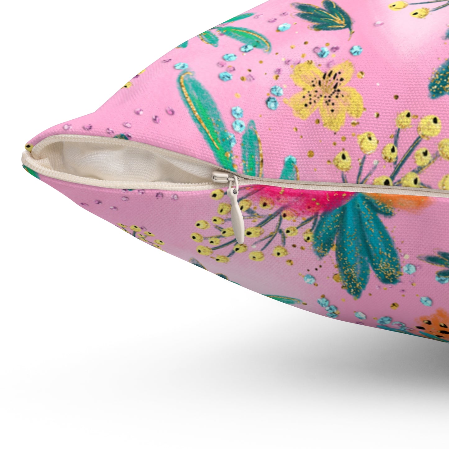 Spun Polyester Square Pillow, Australian Floral Cushion