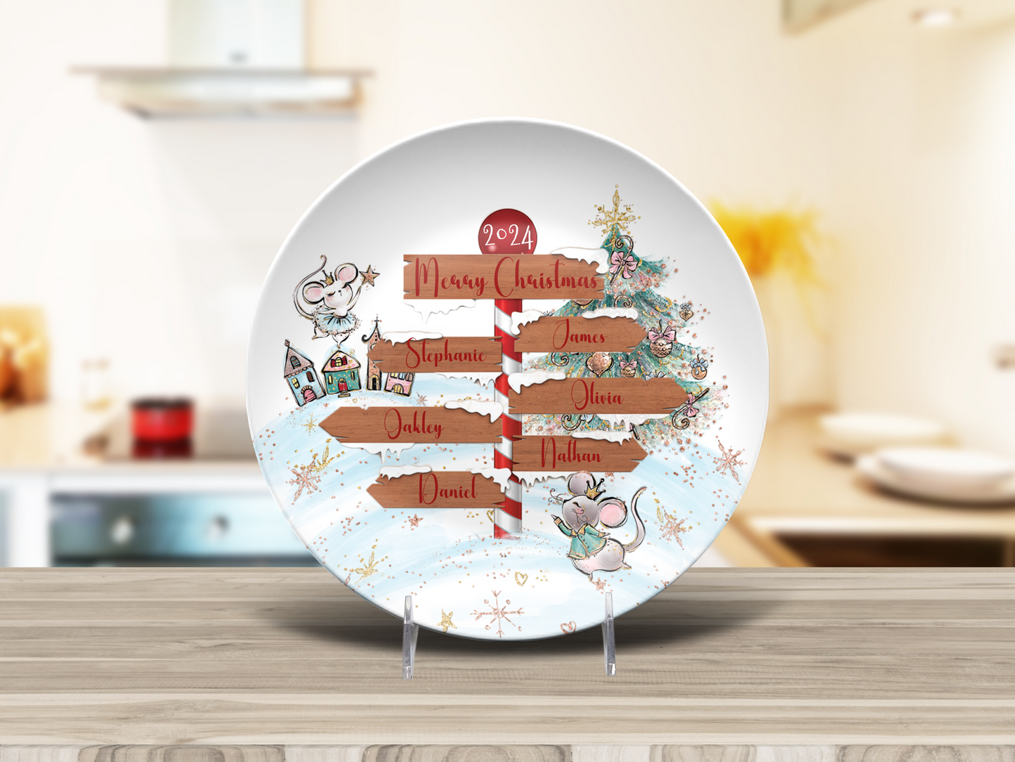 Personalised North Pole Christmas Plate, Family Christmas Plate