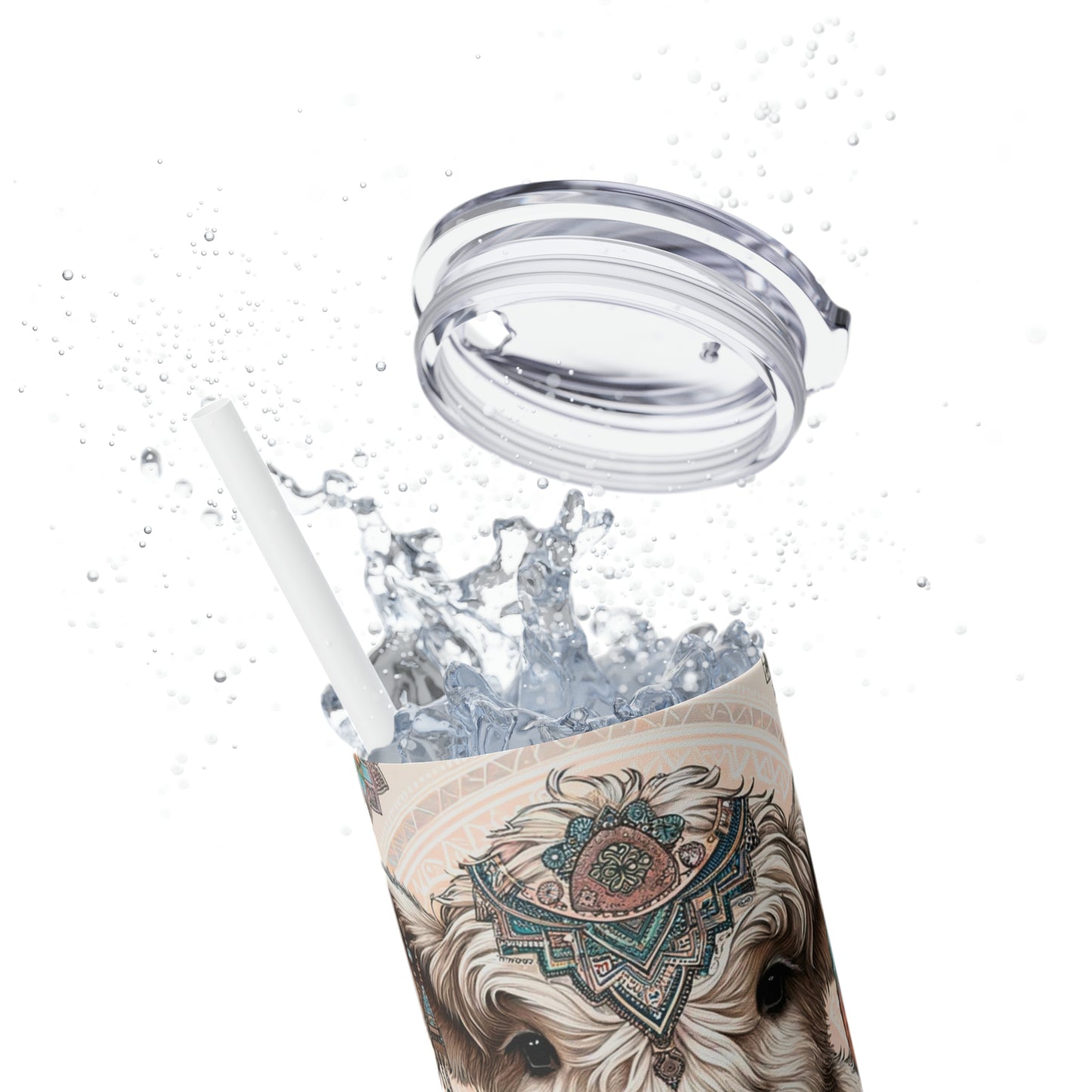 Skinny Tumbler with Straw, 20oz, Highland Cow, Boho, awd-704